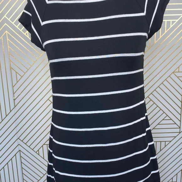 Anthropologie Bailey 44 Tanum Tunic Dress Striped Faux Leather‎ Black Size Small - Picture 3 of 8